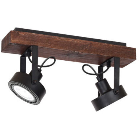 Plafoniera loft nera con legno Viva Wood 2xES111 Luminex