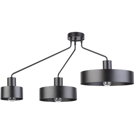 Plafoniera loft nera Jumbo a braccio 3 luci E27 Sigma