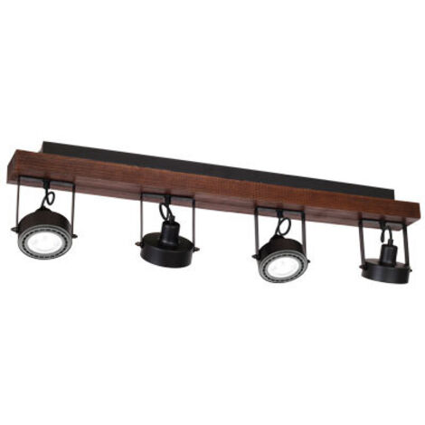 Plafoniera loft nera legno 4 spot ES111 Luminex Viva Wood