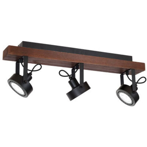 Plafoniera loft nera legno Viva Wood 3xES111 Luminex