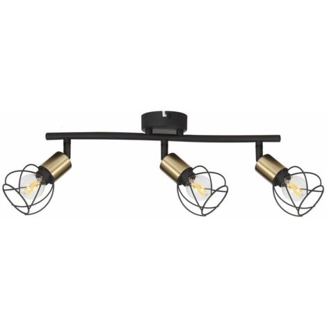 Plafoniera loft nera/oro Mahavi 3 luci E14 Reality