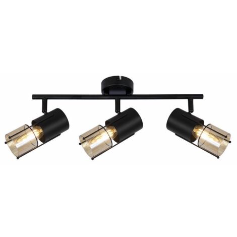 Plafoniera loft nera Scottie 3 luci E14 40W Reality