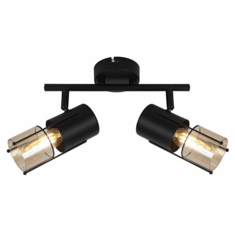 Plafoniera loft nera Scottie doppia 2xE14 40W Reality