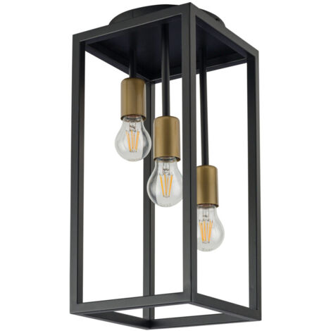 Plafoniera loft nero-oro 3 luci Vigo E27 15W Sigma Lighting
