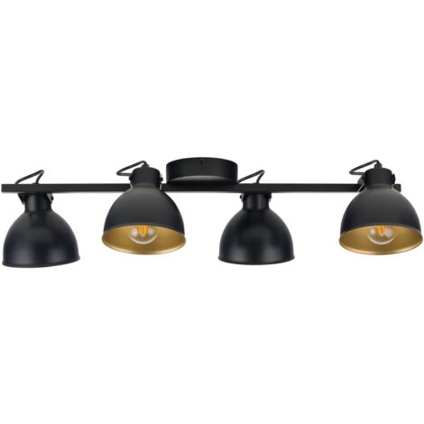 Plafoniera loft nero-oro orientabile 4 luci E27 Mars