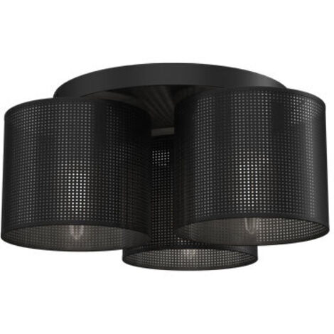 Plafoniera loft rotonda 3 luci E27 nera metallo Luminex