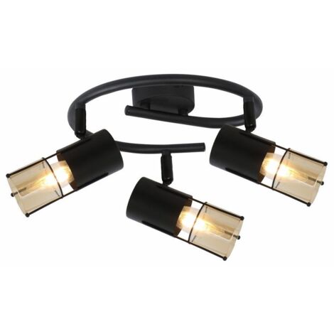 Plafoniera loft rotonda nera Scottie 3 luci E14 Reality