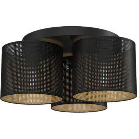 Plafoniera loft tonda in metallo nero oro 3xE27 Luminex