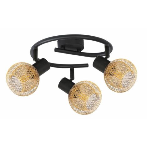 Plafoniera Loretto Reality nera/oro 3 luci E14 metallo