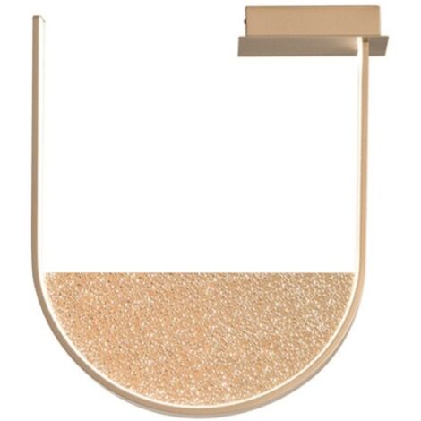 Plafoniera LOTUS con inserto amovibile in vetro granigliato ORO 55x47 cm