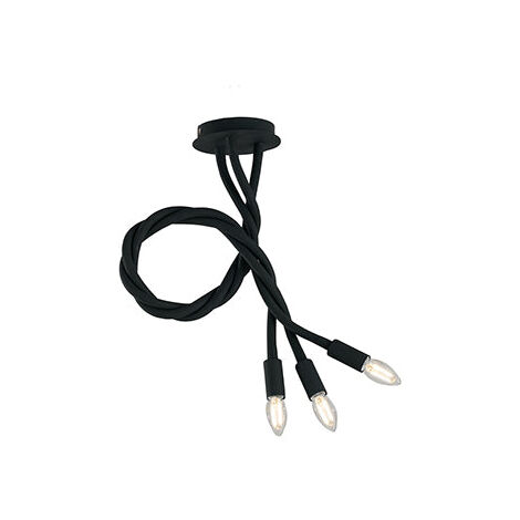 "Plafoniera LOVER in metallo nero con tre bracci flessibile"