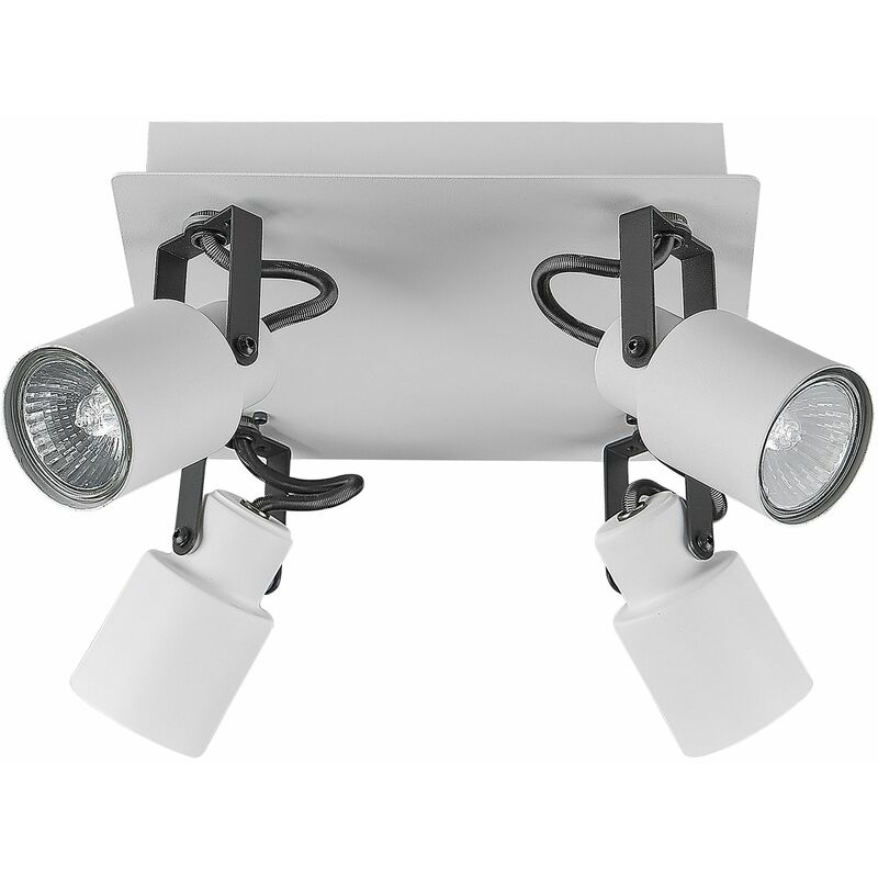 Image of Plafoniera luce soffitto 4 fuochi faretti metallo bianco Bonte