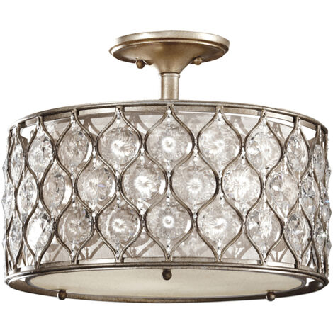 Plafoniera, luce soggiorno, lampada design, cristalli, acciaio, D 40,6 cm, 3 fiamme