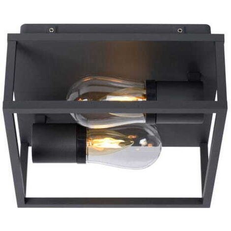Plafoniera Lucide Carlyn nera alluminio 2xE14 IP54