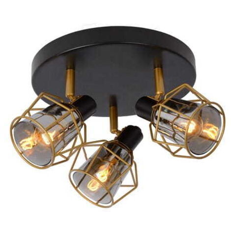 Plafoniera Lucide NILA nera 3 luci E14 Ø36cm metallo