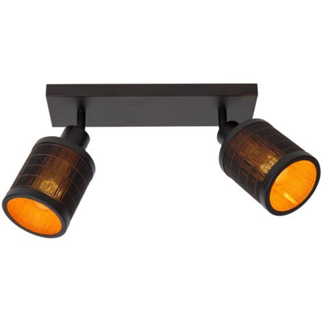 Plafoniera Lucide Tagalog con paralumi bambù nero 2xE27 40W