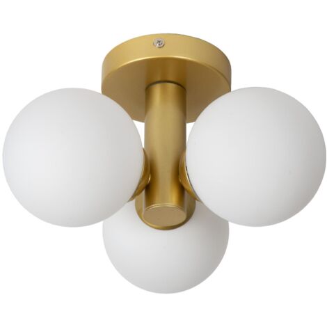Plafoniera Lucide Trudy ottone 3 luci sfere vetro G9
