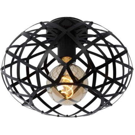 Plafoniera Lucide Wolfram nera metallo 30cm E27 40W