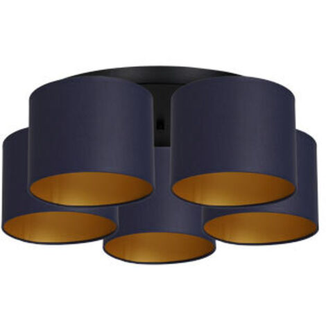 Plafoniera Luminex Arden nera 5 luci E27 blu interno oro