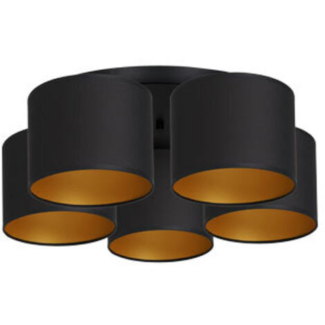 Plafoniera Luminex Arden nera opaca oro 5 luci E27