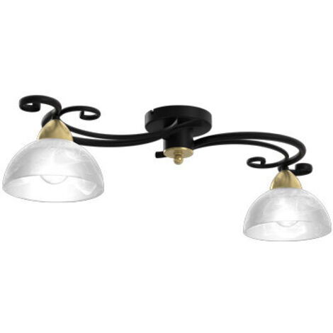 Plafoniera Luminex Aurora 2 luci E27 nero ottone antico