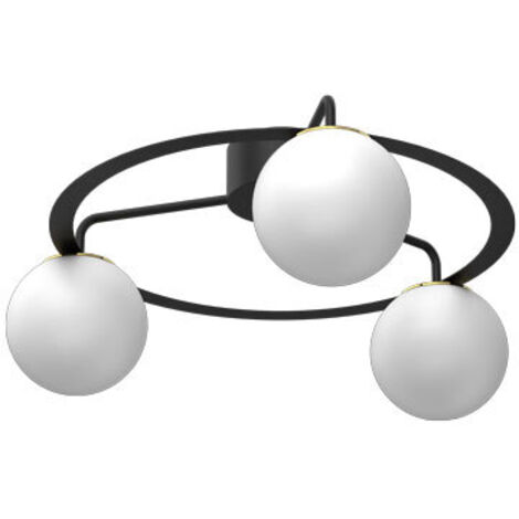 Plafoniera Luminex Ballo nero-oro vetro 3 luci E27 57cm