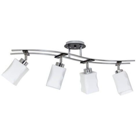 Plafoniera Luminex Derby cromo 4 luci vetro bianco E27