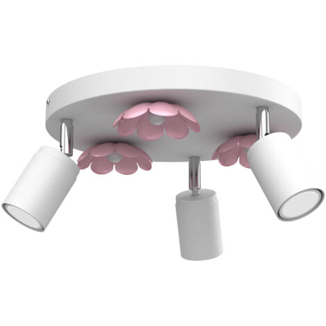 Plafoniera Luminex Flower tonda 3 spot bianca/rosa GU10