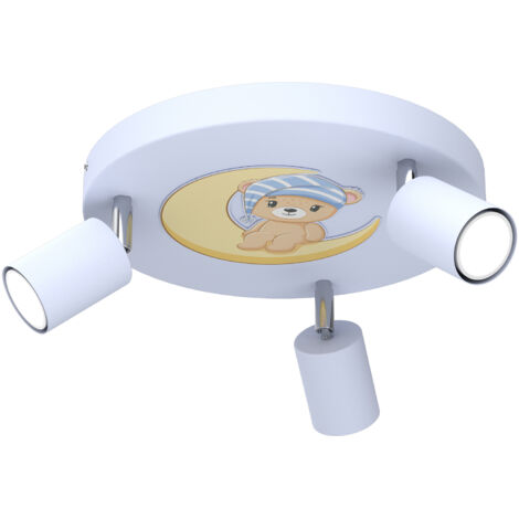 Plafoniera Luminex Fun 3 spot orientabili blu Orso Luna GU10