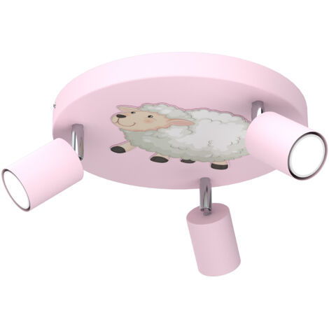 Plafoniera Luminex Fun 3 spot rosa rotonda pecora GU10