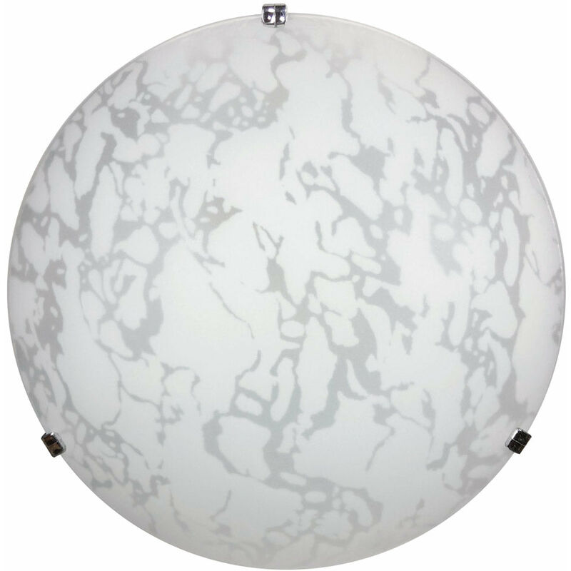 Image of Plafoniera 1xE27 Ganci Cromo Vetro Lastra Bianco Decorato Marmo E-energy Maida