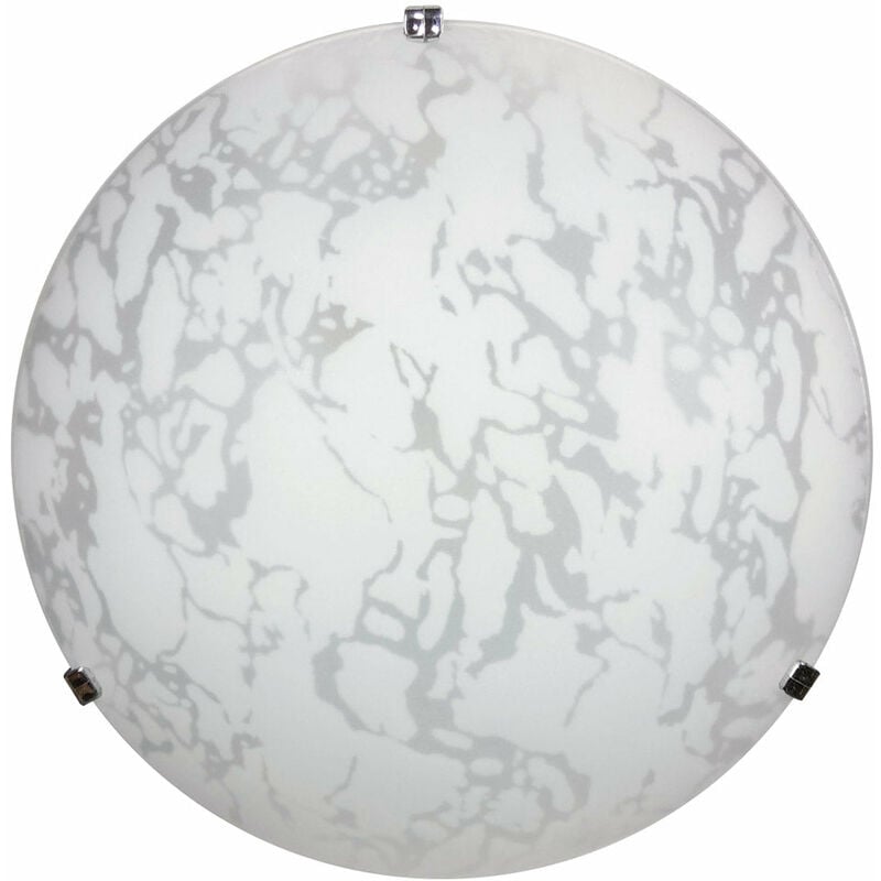Image of Plafoniera 2xE27 Ganci Cromo Vetro Lastra Bianco Decorato Marmo E-energy Maida