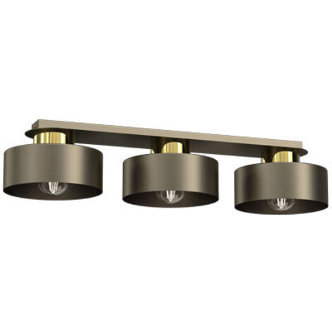 Plafoniera Marti barra ottone oro titanio 3 luci E27 Luminex
