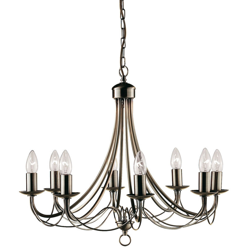 Searchlight - Lampadario Industrial-Nordico Maypole Acciaio Ottone 8 Luci E14