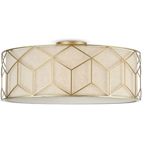 Plafoniera Maytoni Messina 5 luci E27 ottone tessuto