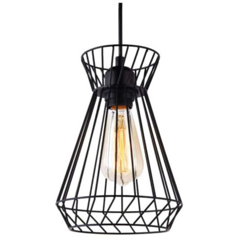 Plafoniera metallica e27 60w Colore Nero ø19x26x130cm EDM