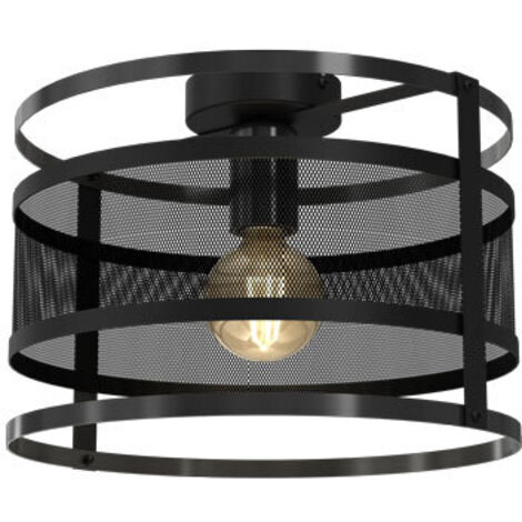Plafoniera metallo rete nera Ø30cm 1xE27 Rim Luminex