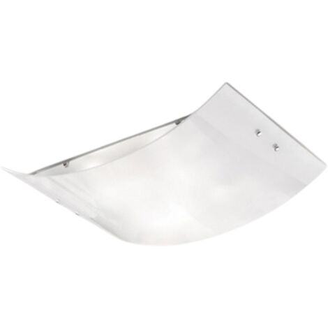 Plafoniera Michela piccola 32x21cm bianco lucido 2XE27, vetro curvo con base cromata, IP20, max 2x42W, lampada da soffitto elegante