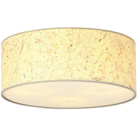 Plafoniera Minimal 3 Luci Drago In Acciaio Bianco E Beige Effetto Sughero