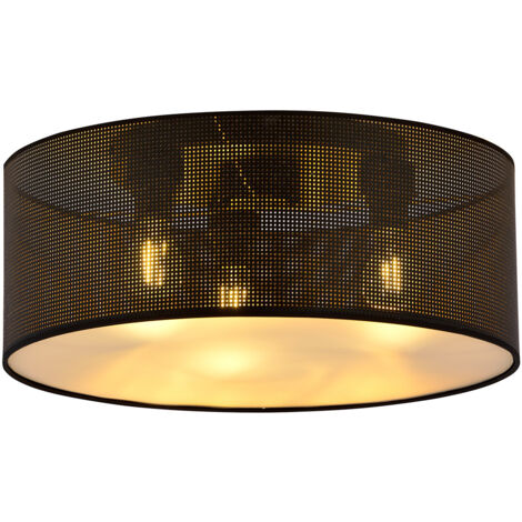 Plafoniera Minimal 3 Luci Drago In Acciaio Nero E Oro