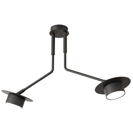 Plafoniera Minimal Cerere Acciaio Nero 2 Luci Gx53 Ip20