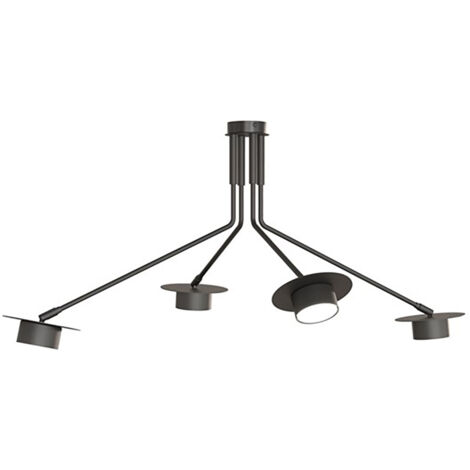Plafoniera Minimal Cerere Acciaio Nero 4 Luci Gx53 Ip20