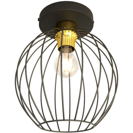Plafoniera Minimal Industrial Geb 1 Luce Nera E Oro