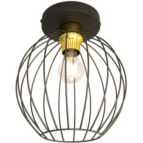 Plafoniera Minimal Industrial Geb 1 Luce Nera E Oro