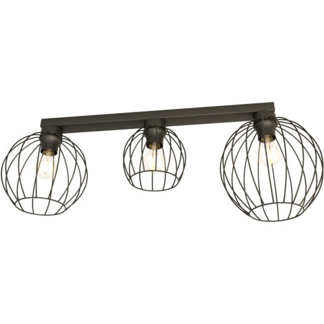 Plafoniera Minimal Industrial Geb 3 Luci Lineari Nera
