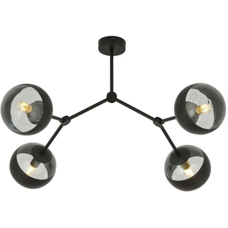 Plafoniera Minimal Iperione Acciaio Nero 4 Luci E14 Ip20