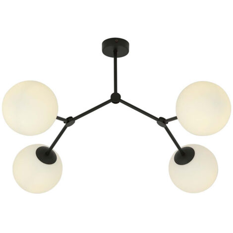Plafoniera Minimal Iperione Acciaio Nero Bianco 4 Luci E14 Ip20
