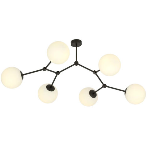 Plafoniera Minimal Iperione Acciaio Nero Bianco 6 Luci E14 Ip20