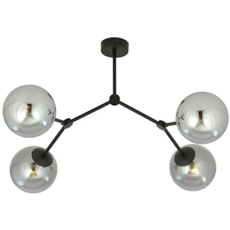 Plafoniera Minimal Iperione Acciaio Nero Grigio 4 Luci E14 Ip20