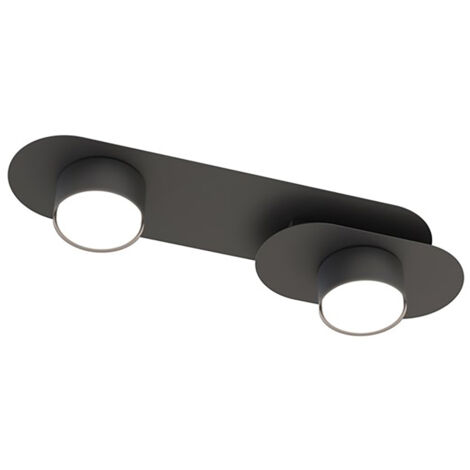 Plafoniera Minimal Marte Acciaio Nero 2 Luci Gx53 Ip20